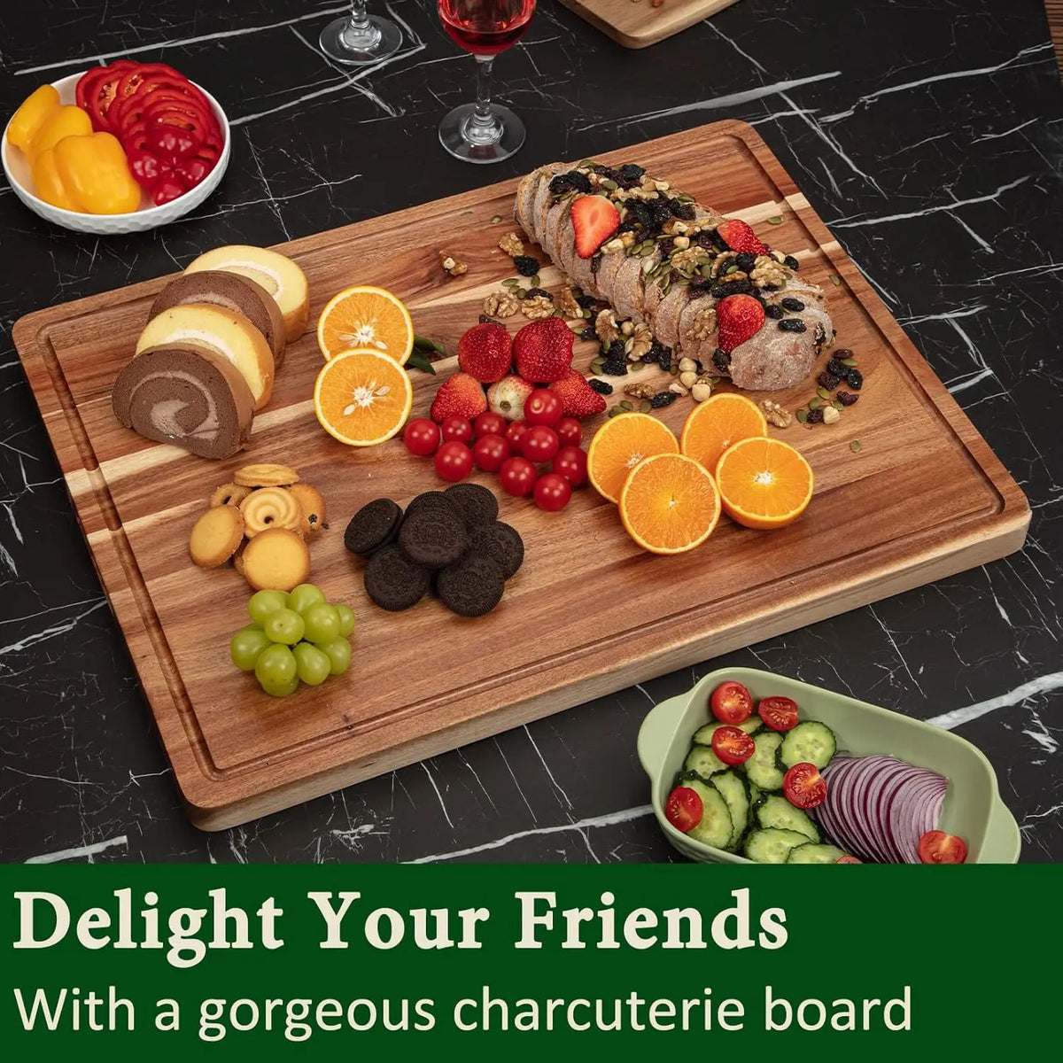 TWISTER.CK Acacia Wood Cutting Board Chopping Block With Handles