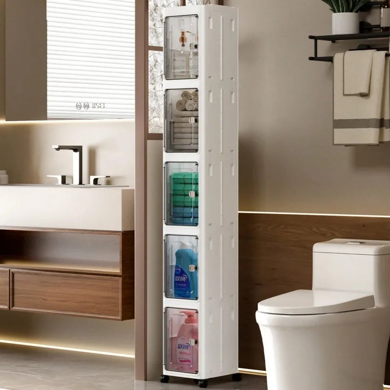 Slim Foldable Five Tier Bathroom Storage Cabinet Organizer