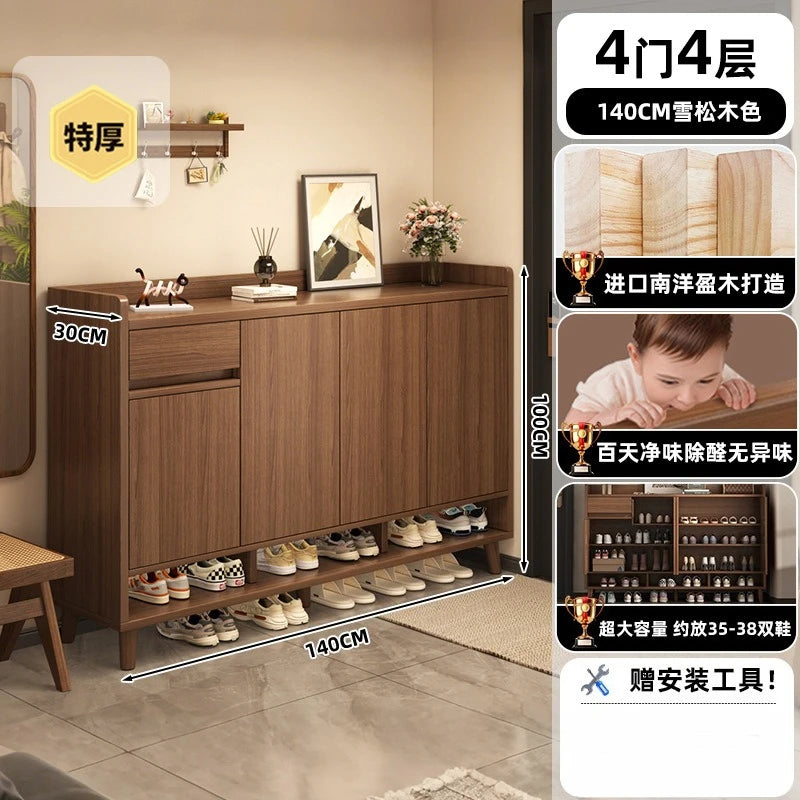 MoYu Modern Pine Wood Freestanding Shoe Rack Cabinet