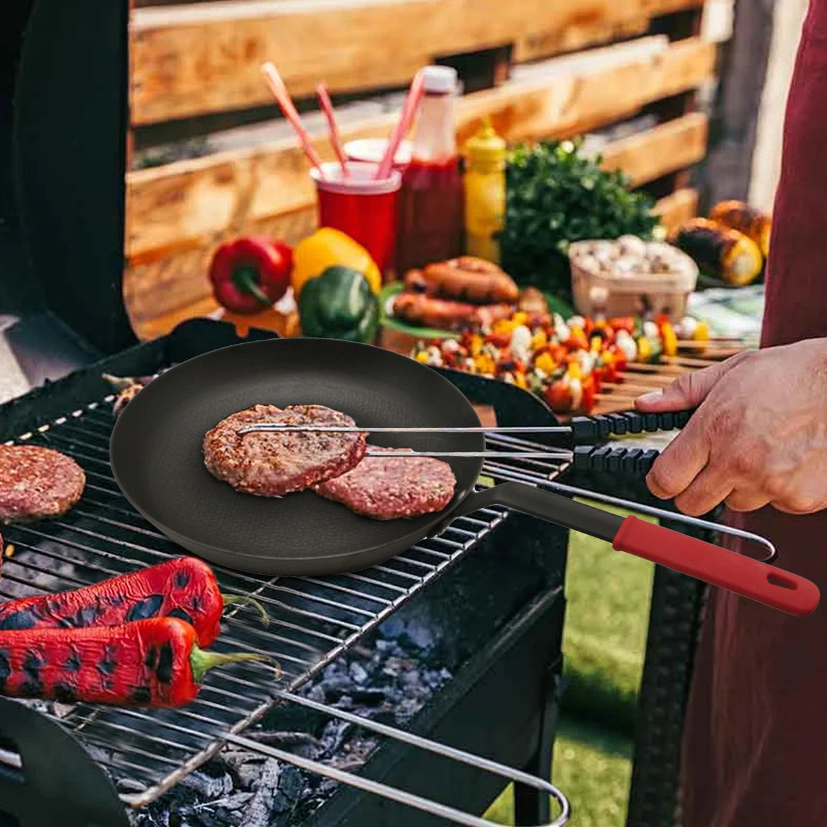 Hansmart Pre Seasoned Cast Iron Skillet With Removable Silicone Handle