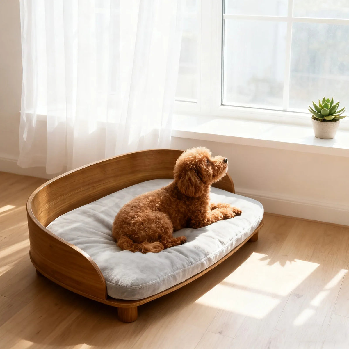 Borwart Elevated Wood Pet Sofa With Cushion For Pets