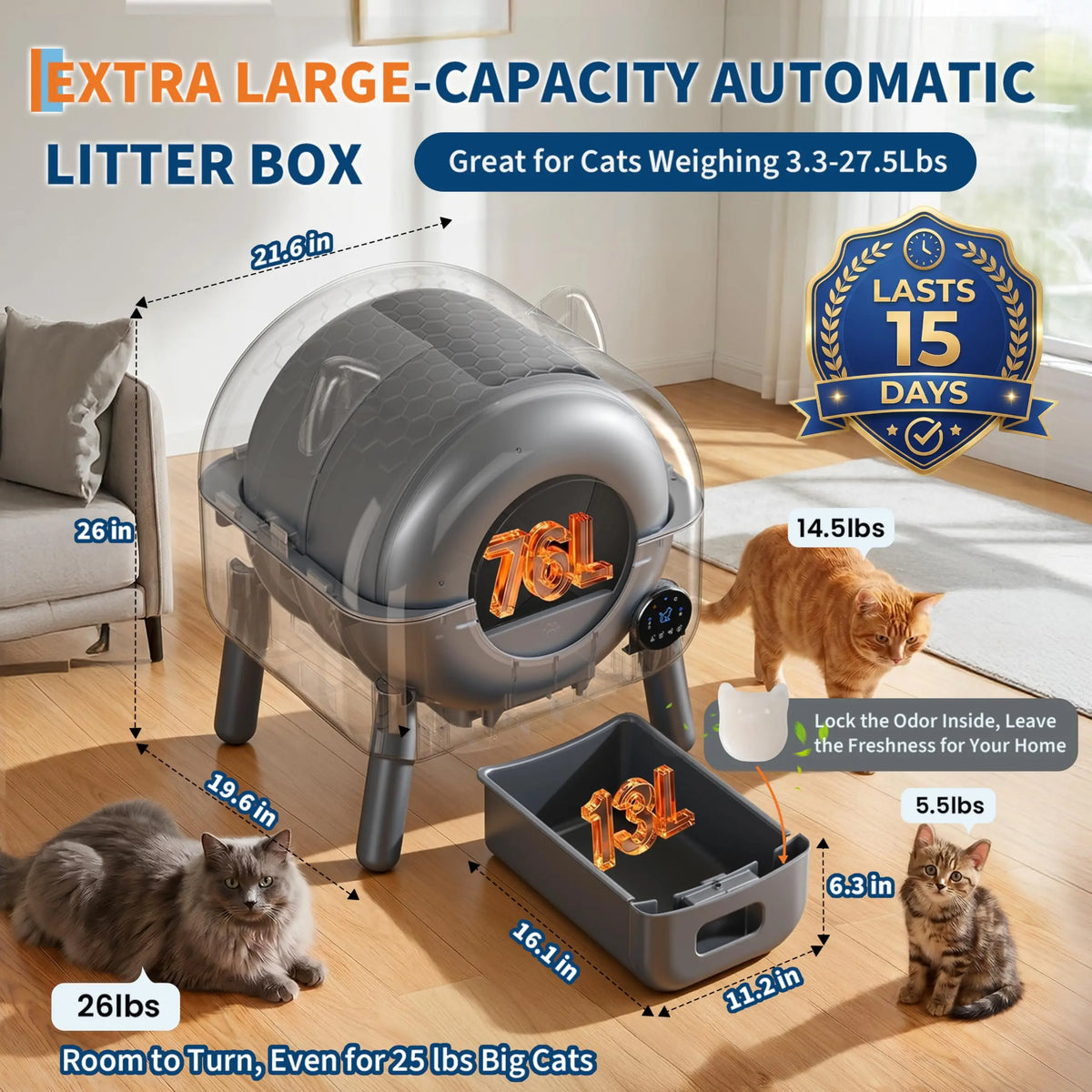 HiMISS Self Cleaning Litter Box With Automatic App Control