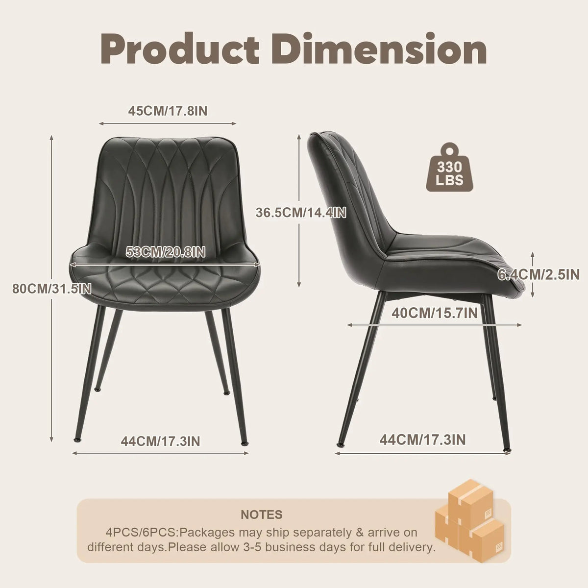 HiMISS Upholstered Faux Leather Dining Chairs Set Of Two