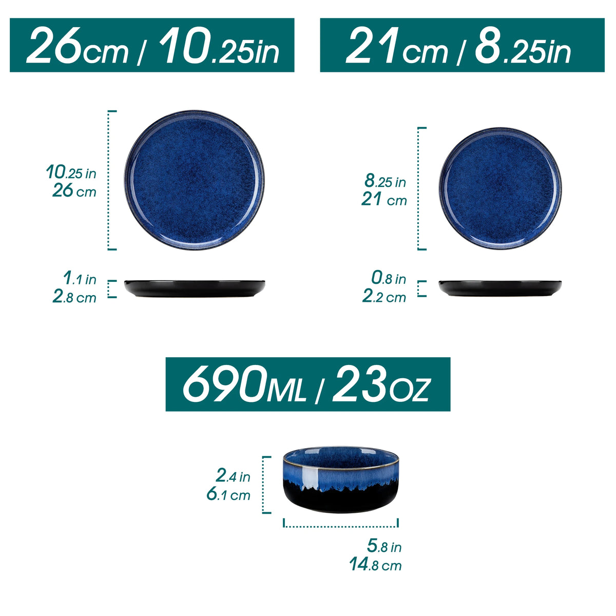 Malacasa Starry Reactive Glaze Ceramic Dinnerware Set