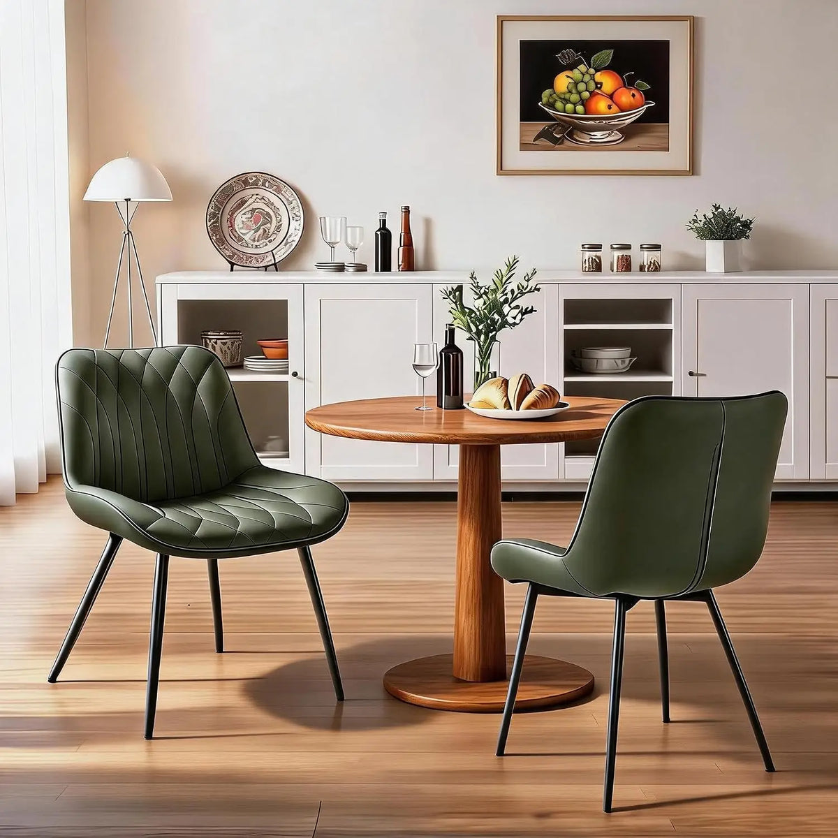 HiMISS Upholstered Faux Leather Dining Chairs Set Of Two