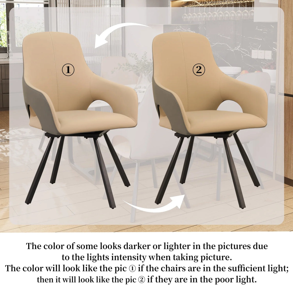 Modern Swivel Dining Chairs With High Backrest And Steel Frame