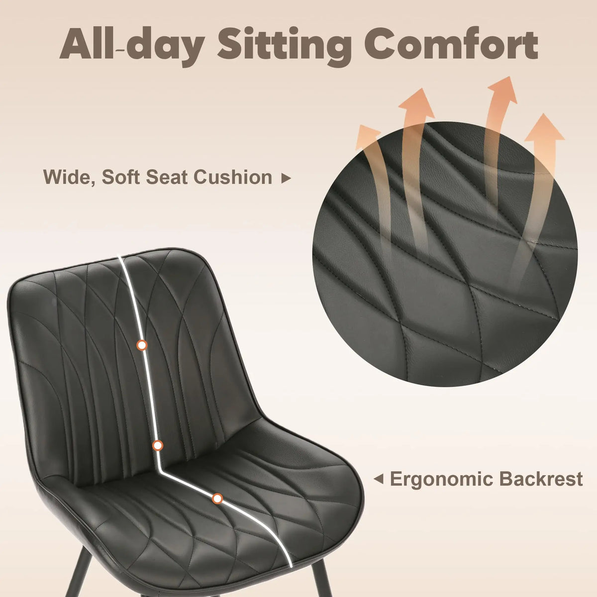 HiMISS Upholstered Faux Leather Dining Chairs Set Of Two