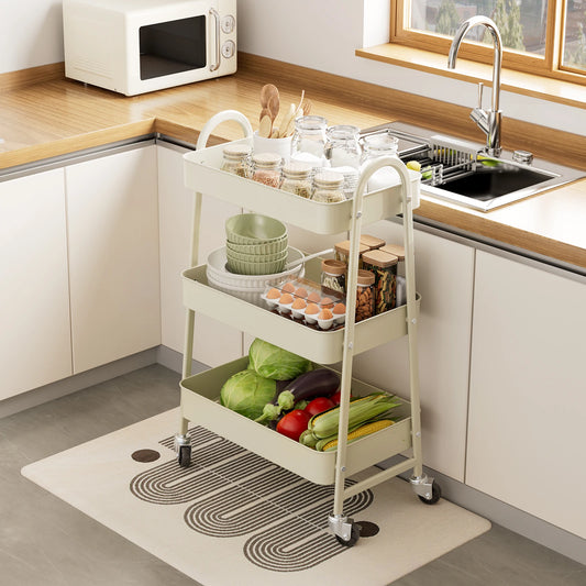 JHK Metal Storage Cart With Lockable Wheels For Home