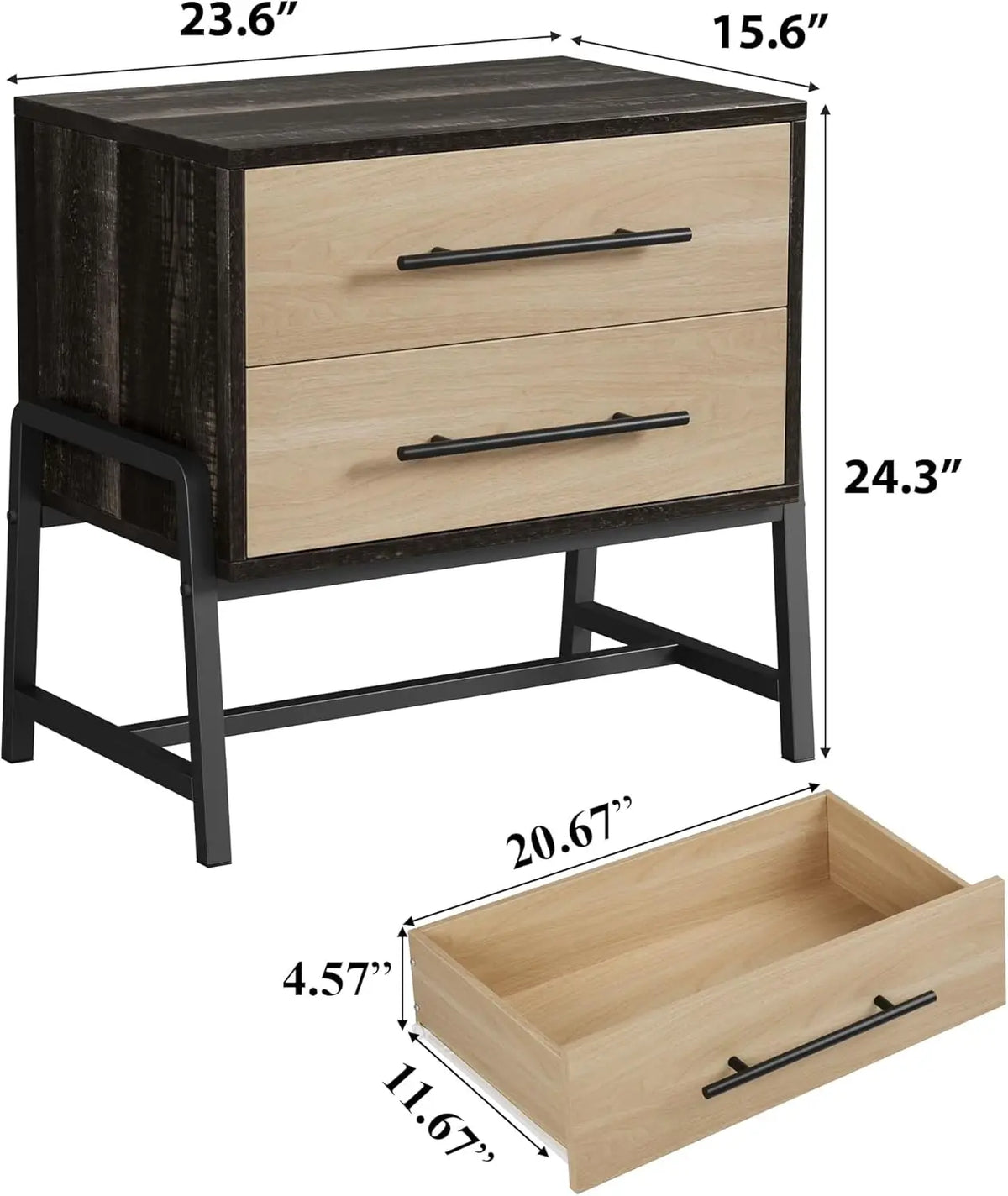 Studyset Farmhouse Nightstand With Wooden Drawers