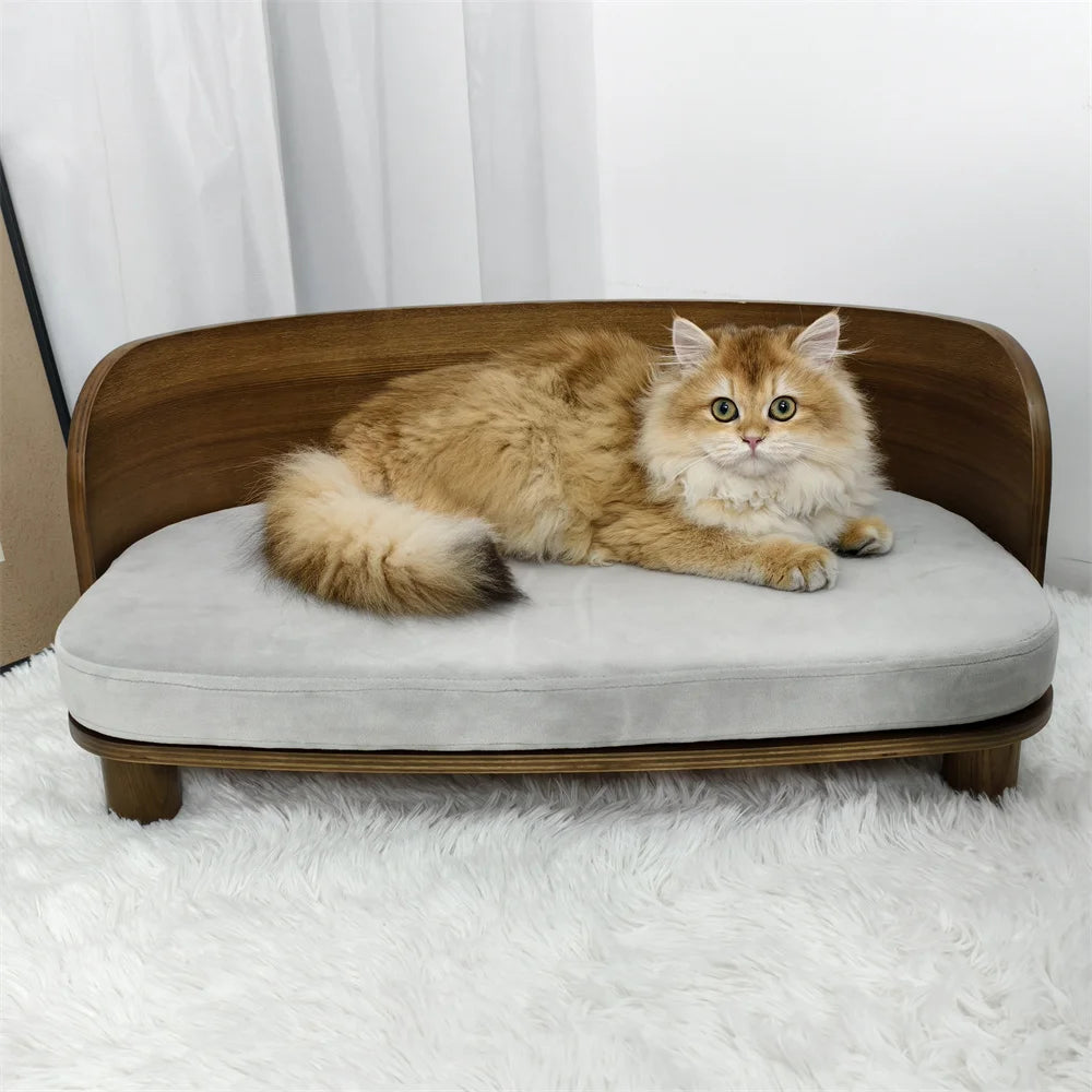 Borwart Elevated Wood Pet Sofa With Cushion For Pets
