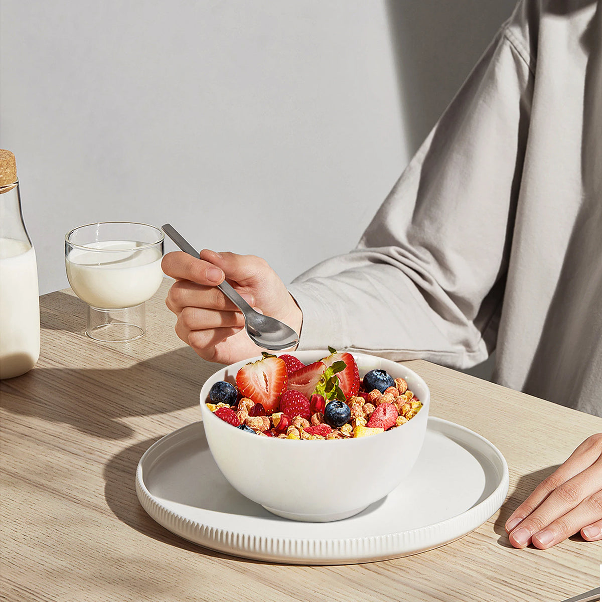 Set of 8 Porcelain Bowls Microwave Dishwasher Safe Cereal Soup