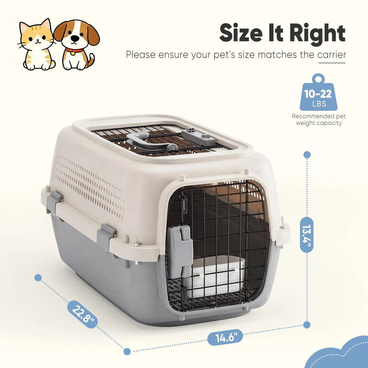 Portable Pet Carrier With Reinforced Security Latches For Pets
