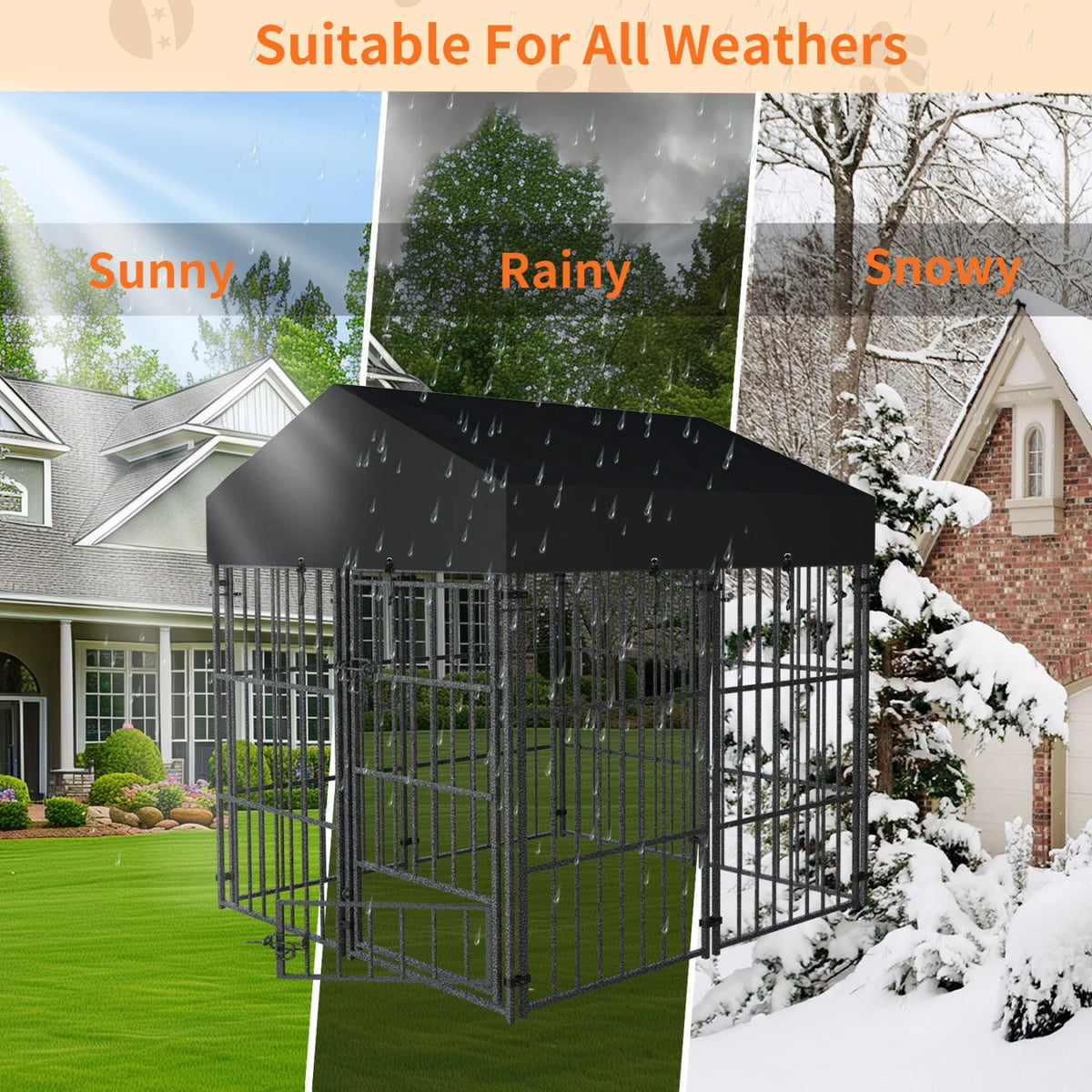 Durable Metal Outdoor Dog Kennel With Roof Shelter For Animals