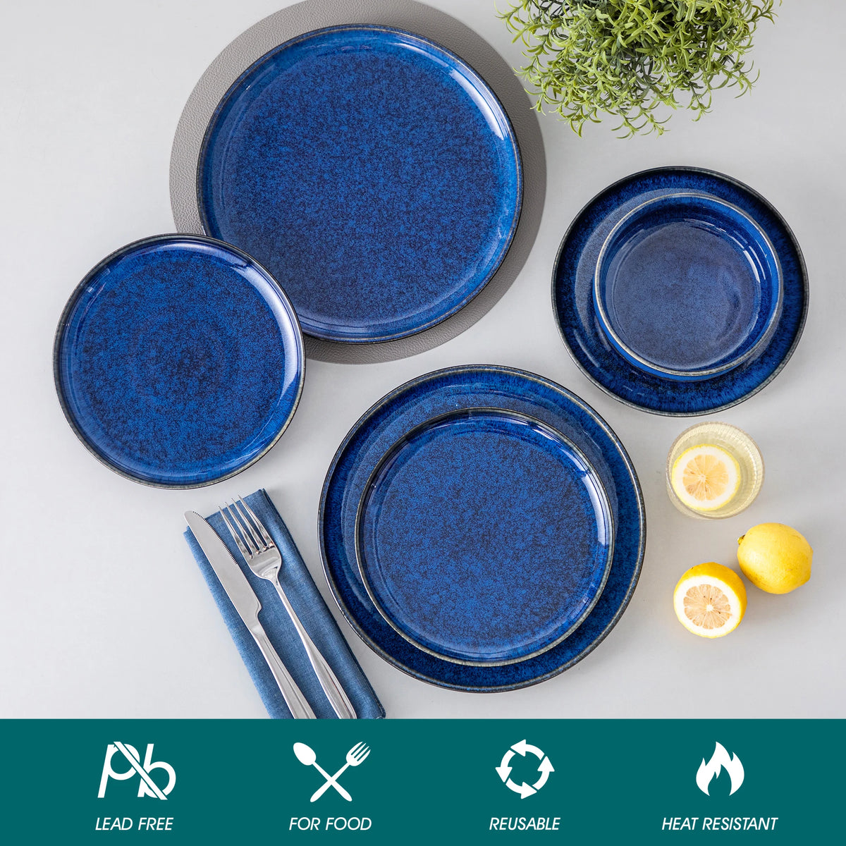 Malacasa Starry Reactive Glaze Ceramic Dinnerware Set
