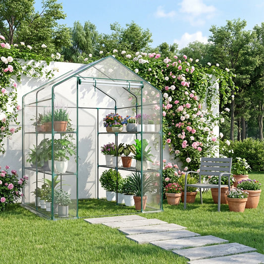 JHK Portable Walk-In Greenhouse With Shelves For Indoor Outdoor