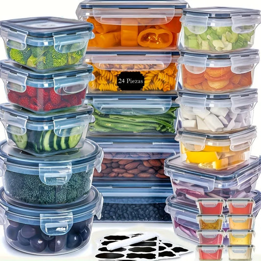 BPA Free Food Storage Set With 24 Airtight Containers And Lids With Labels