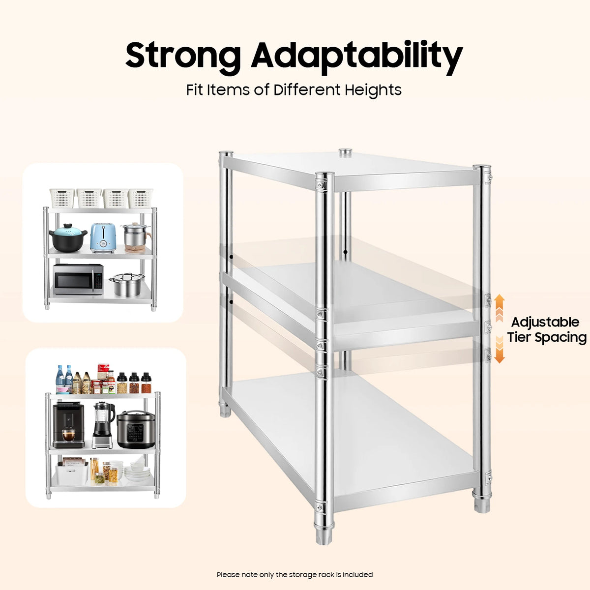 3 Tier Stainless Steel Kitchen Shelf For Pots Pans Spices