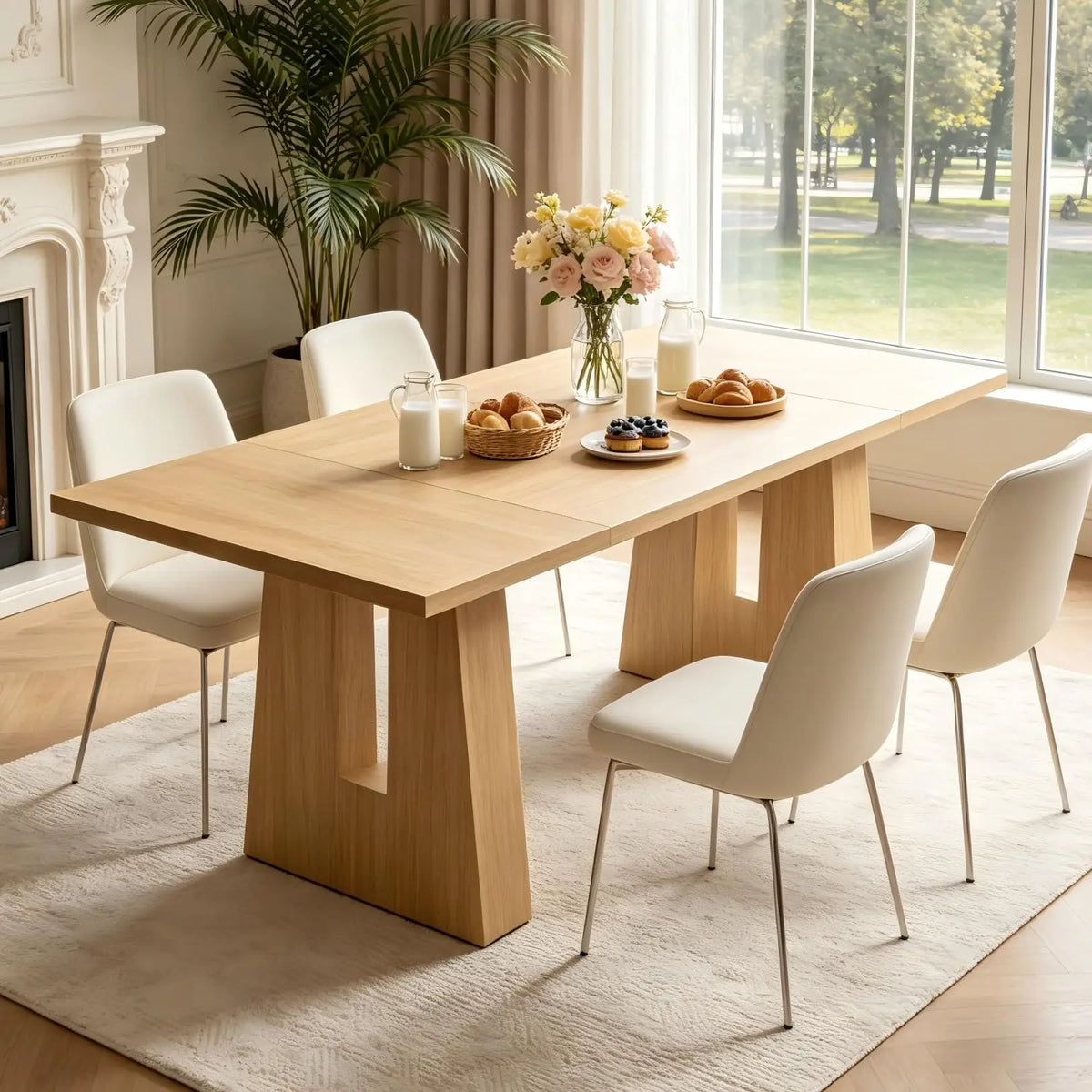 HiMISS Modern Mid Century Wooden Kitchen Dining Table
