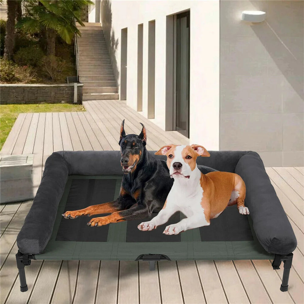 BORWART Outdoor Raised Dog Bed With Cooling Breathable Mat Plush