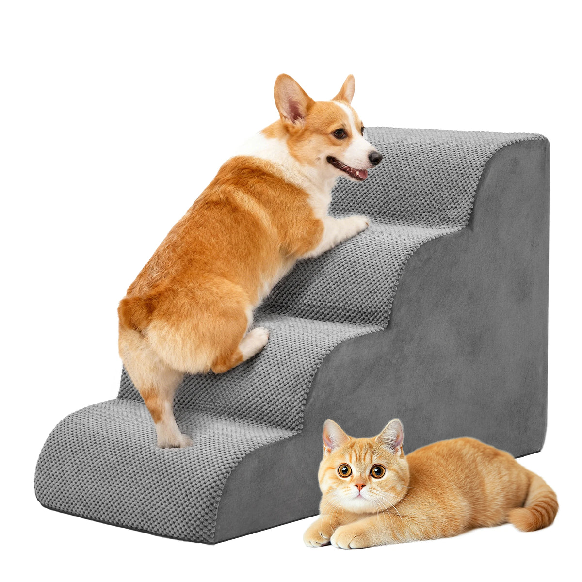Ergonomic Curved Pet Foam Staircase Ramp For Small Canines Indoor
