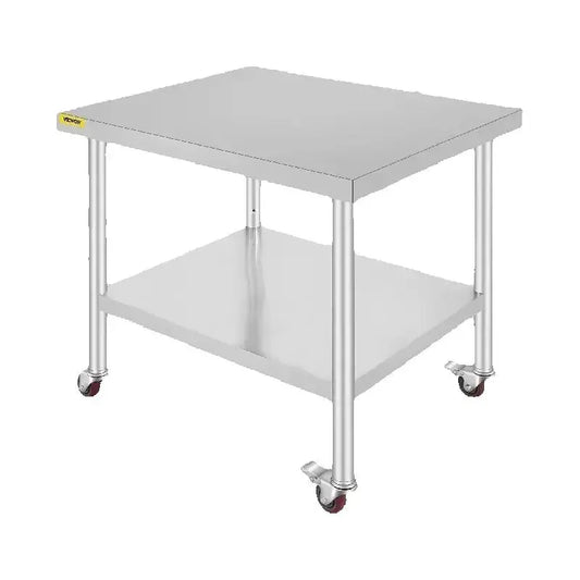 SucceBuy Stainless Steel Kitchen Prep Table With Backsplash