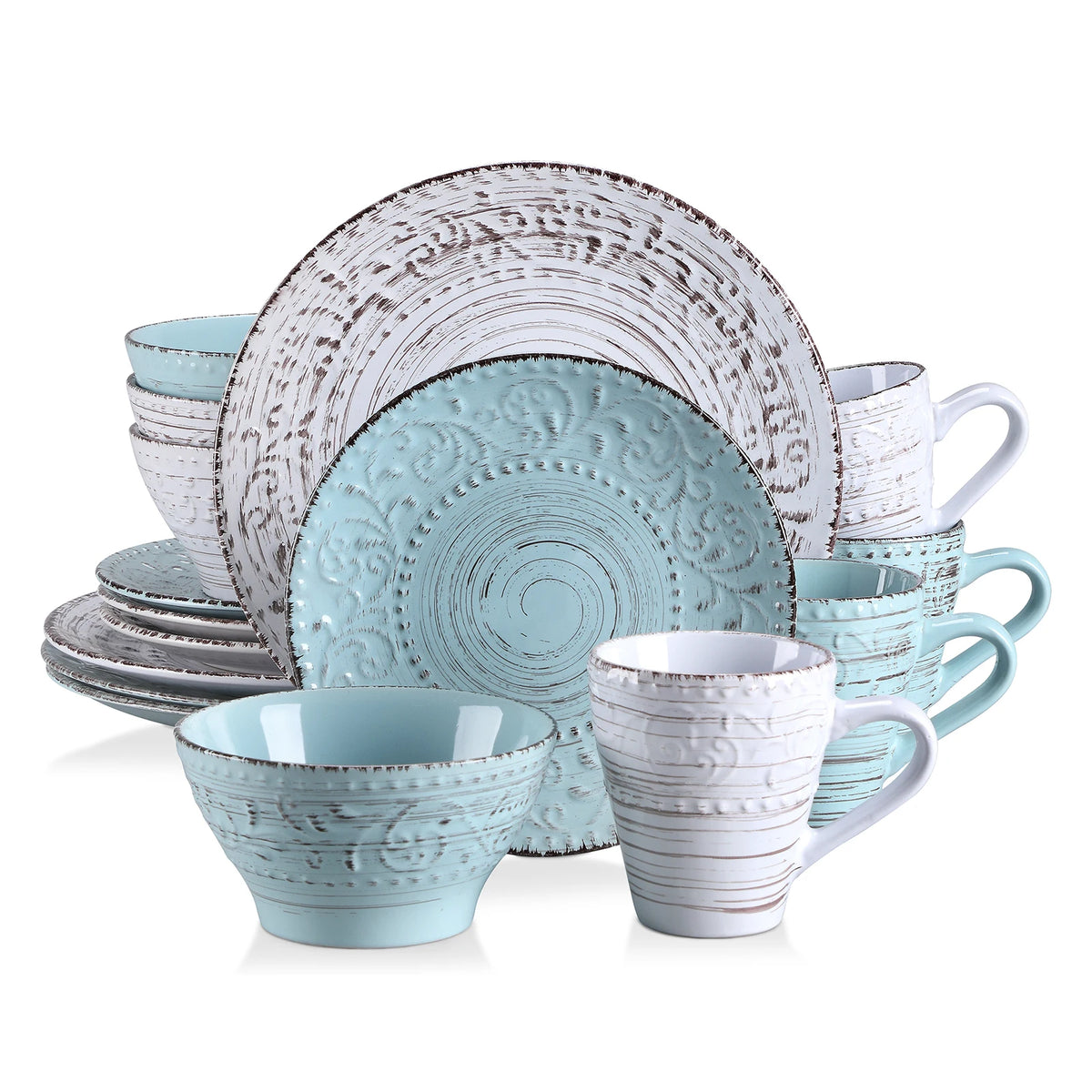 Malacasa Complete Ceramic Dinner Plates Set With Bowls And Mugs
