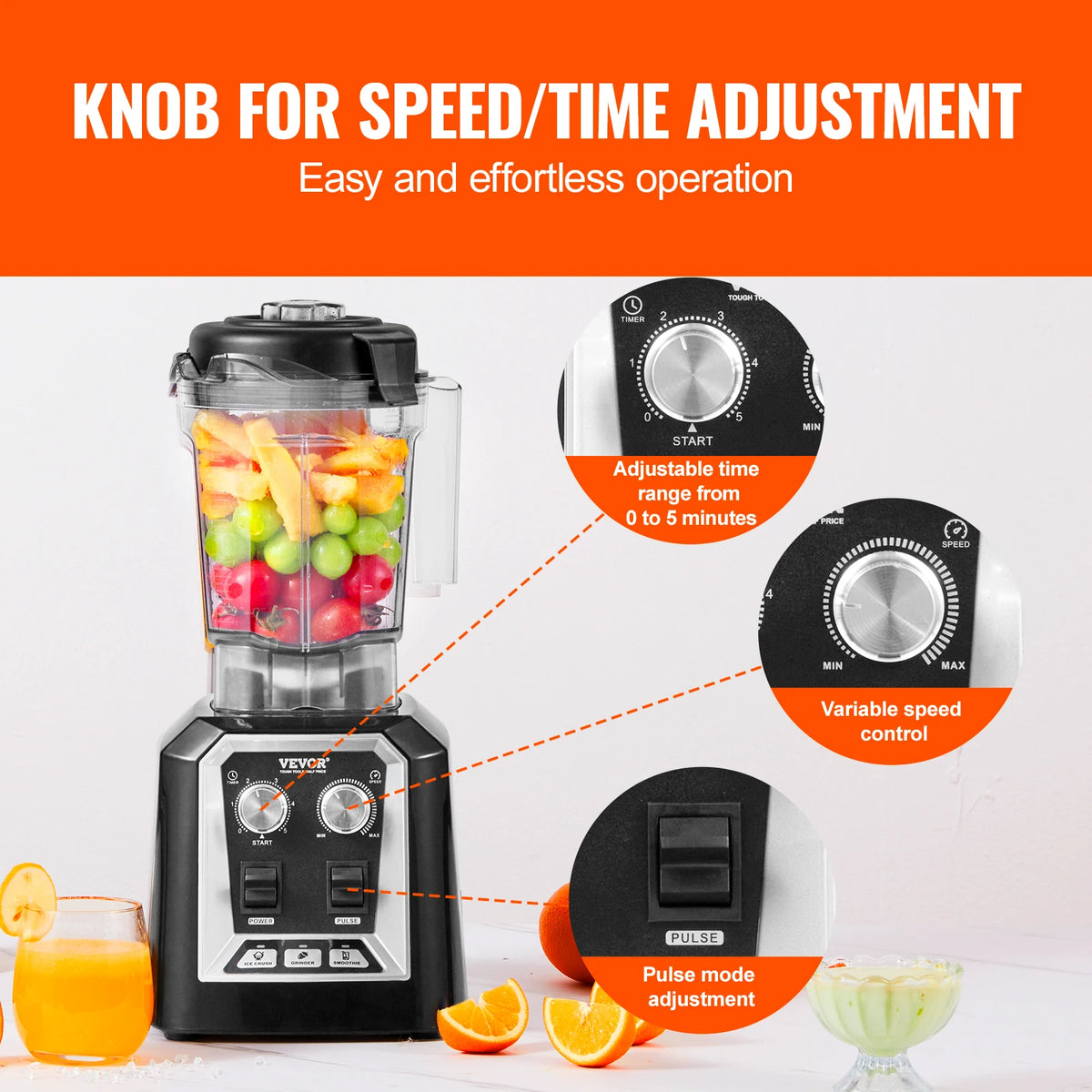 SucceBuy Smoothie Blender With Stainless Steel Blades For Home Kitchen