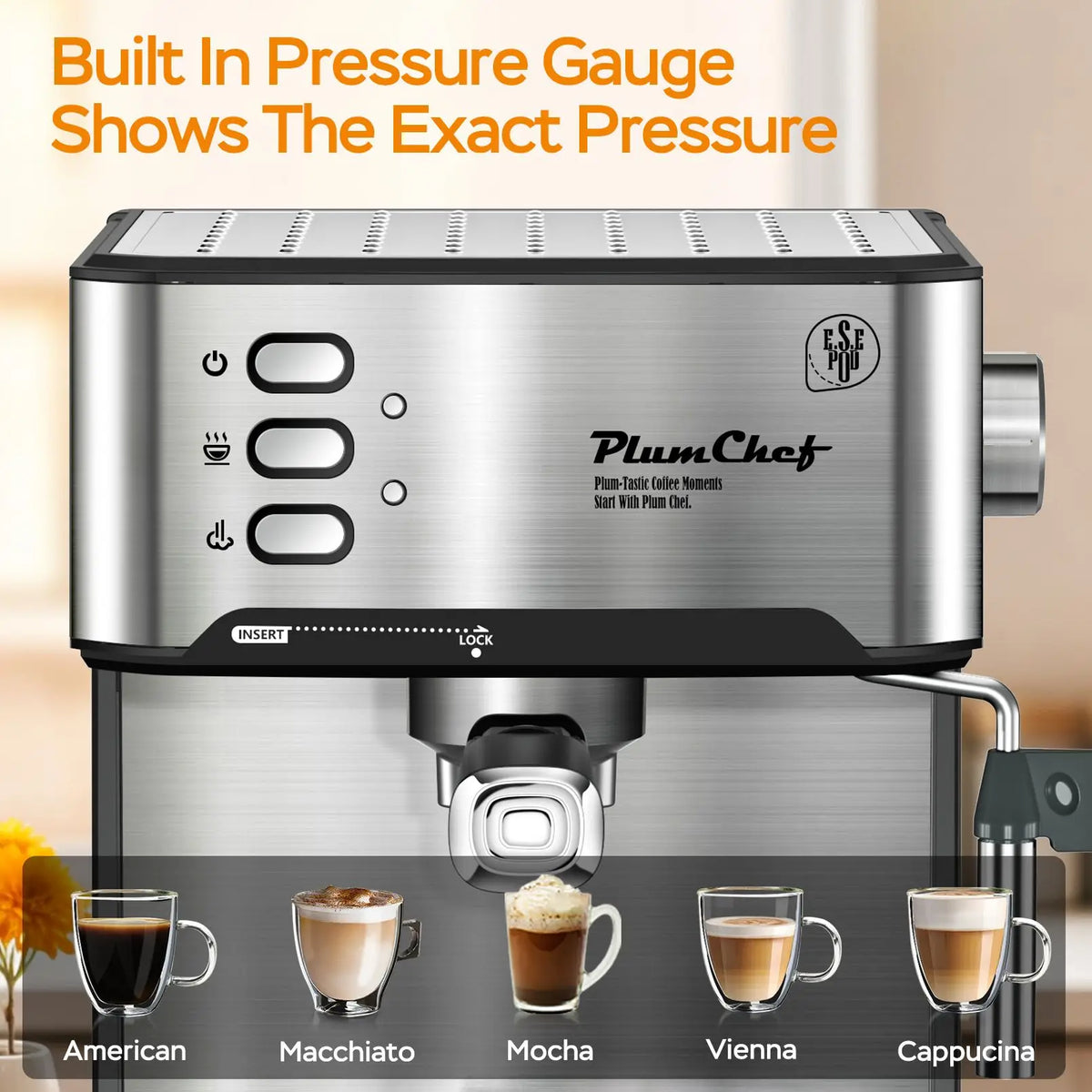 Espresso Machine 20 Bar Professional Compact Coffee Maker With Milk Frother