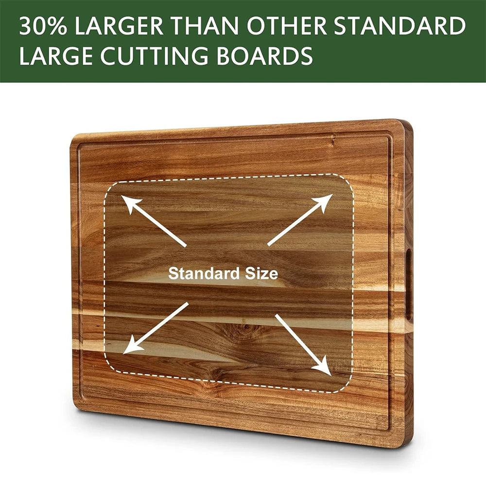 Twister.CK Extra Large Wood Cutting Board With Handle And Juice Groove