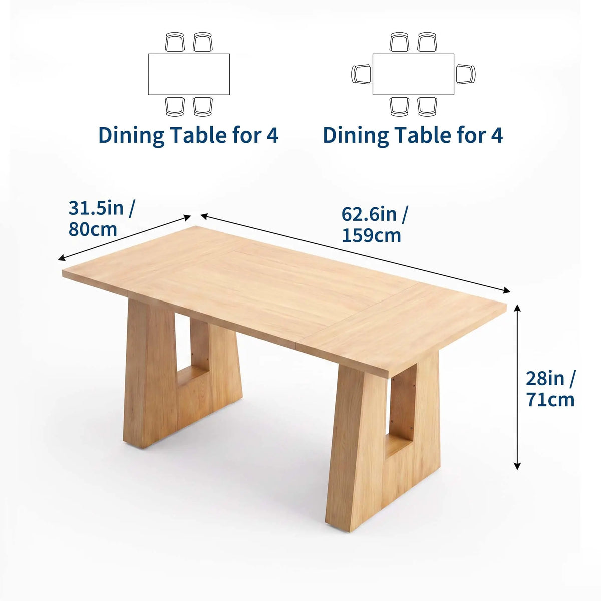 HiMISS Modern Mid Century Wooden Kitchen Dining Table