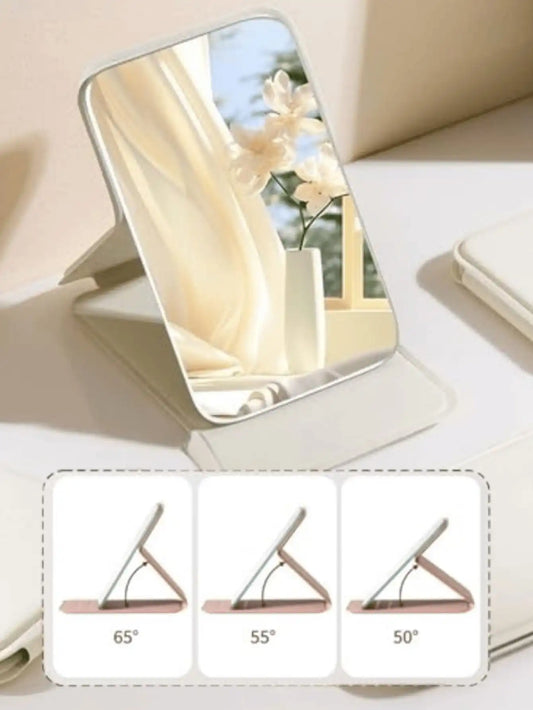 Travel Essential Cosmetic Accessory PU Leather Foldable Compact Makeup Mirror
