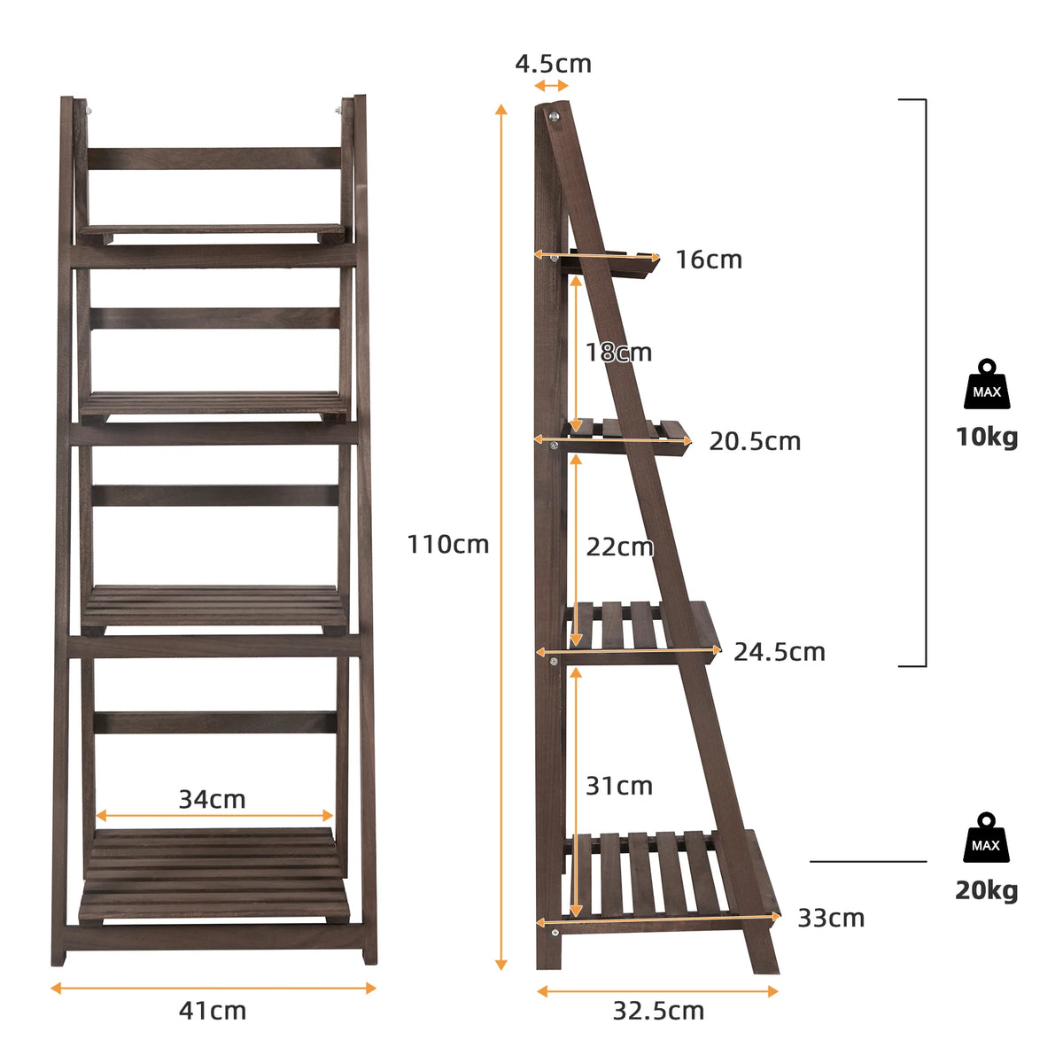 Folding Four Tier Ladder Shelf Display Rack For Indoor Use
