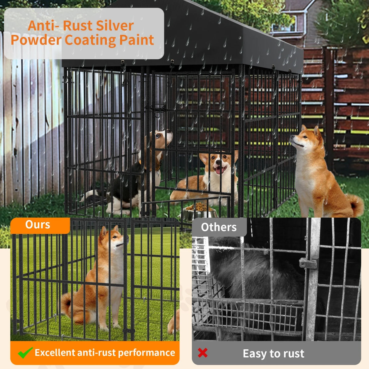 Durable Metal Outdoor Dog Kennel With Roof Shelter For Animals