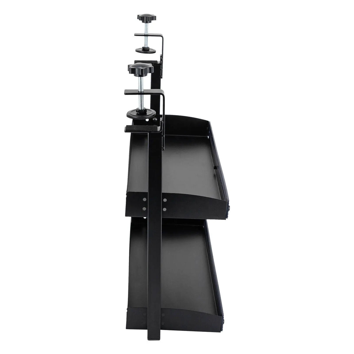 Adjustable Metal 2-Tier Clamp-On Desktop Shelving With Tray