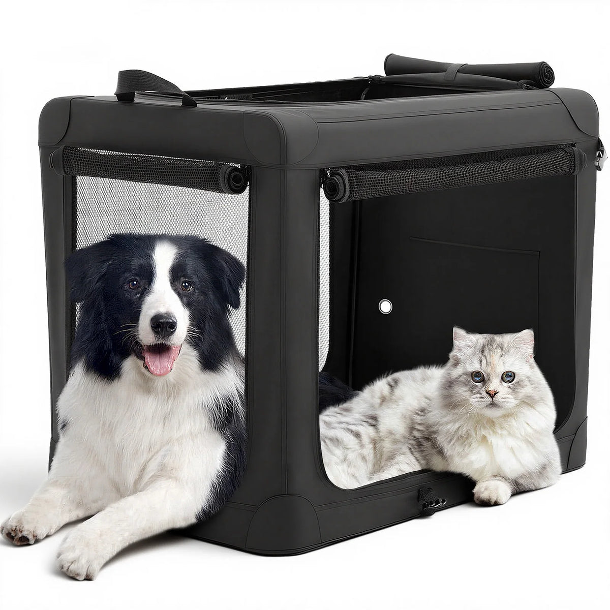 JHK Portable Foldable Soft Dog Crate With Three Doors