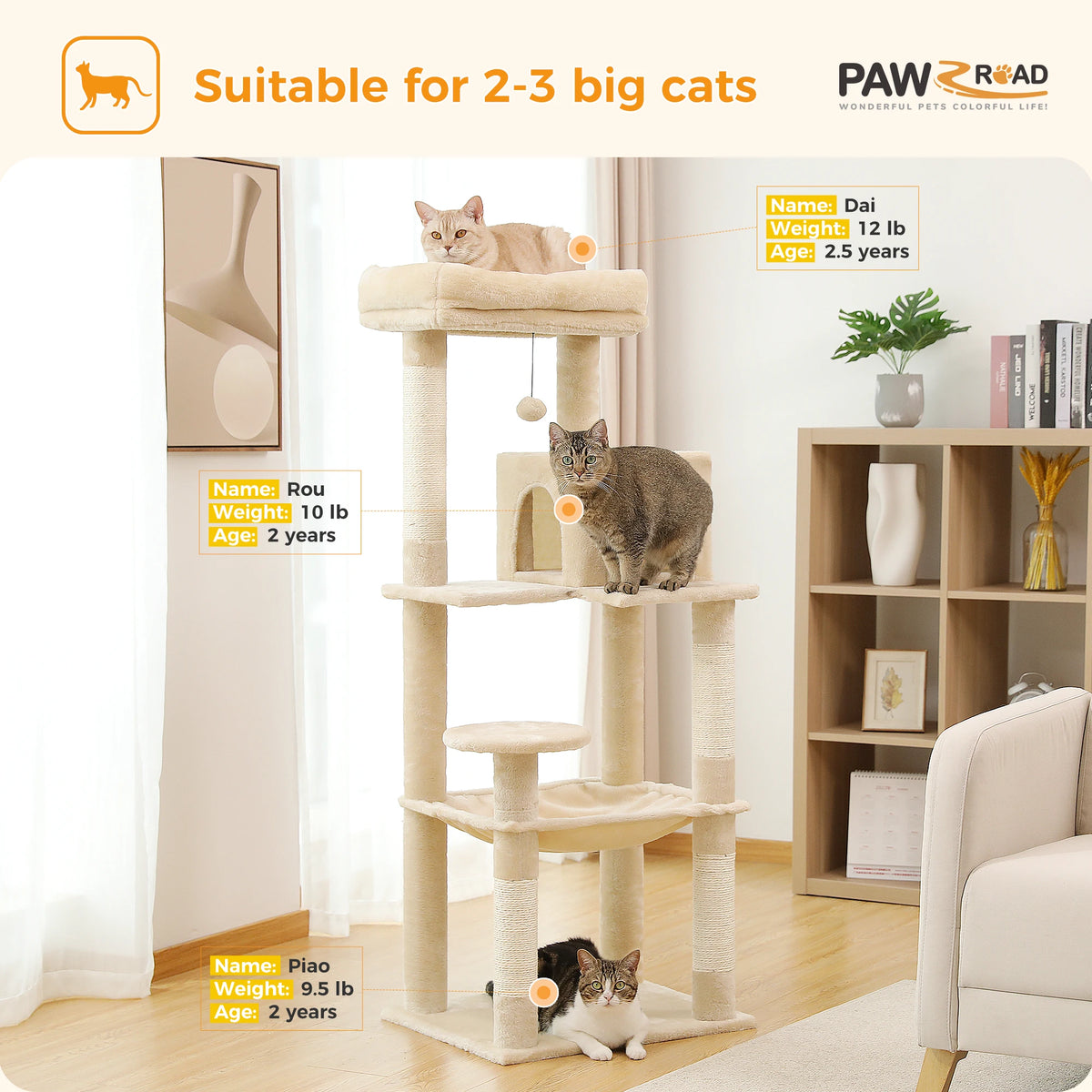Pawz Road Multi Tier Cat Tower With Sisal Scratching Posts