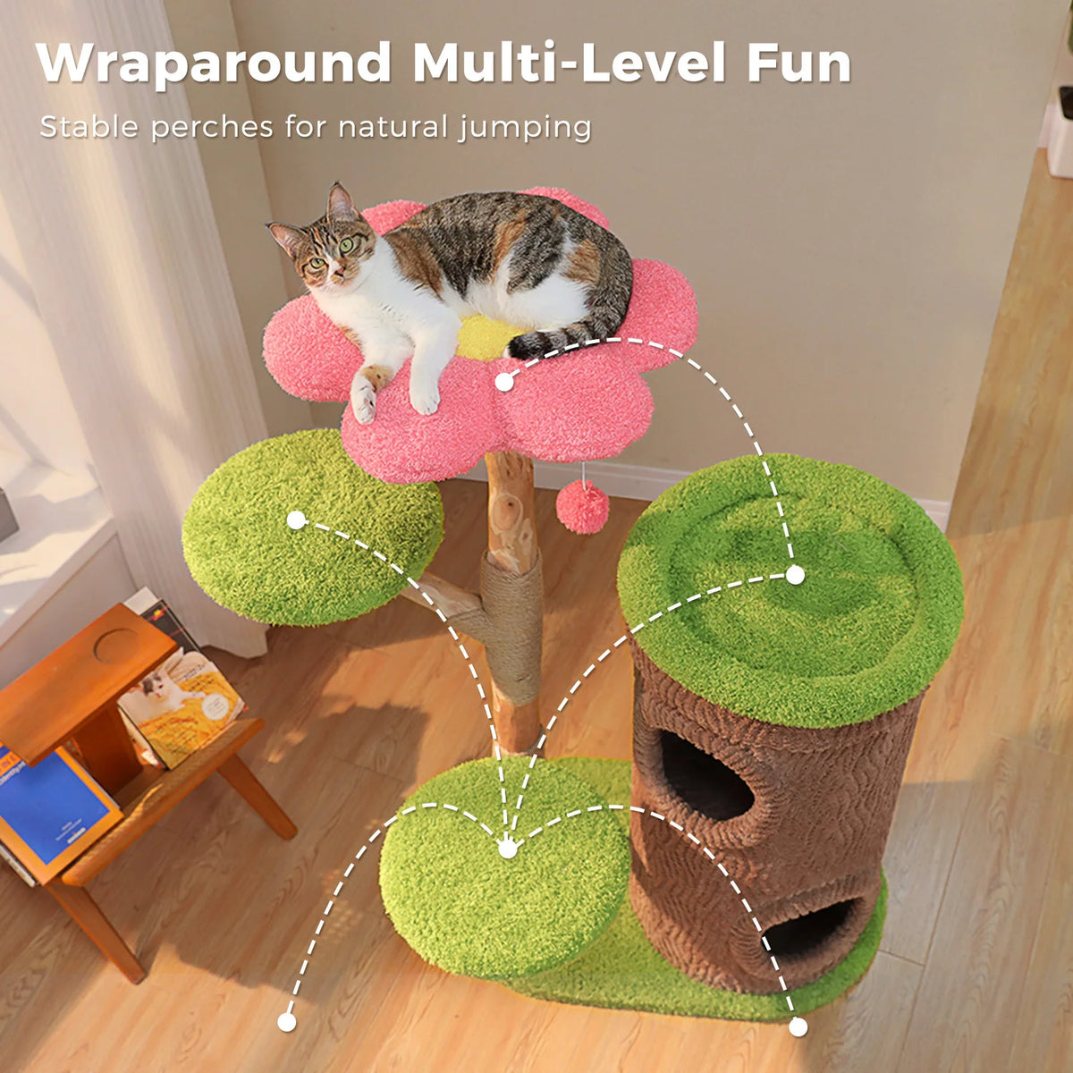 P Indoor Cat Tower With Spacious Condos And Scratching Posts