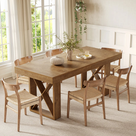 Tribesigns Farmhouse Wooden Rectangular Dining Table