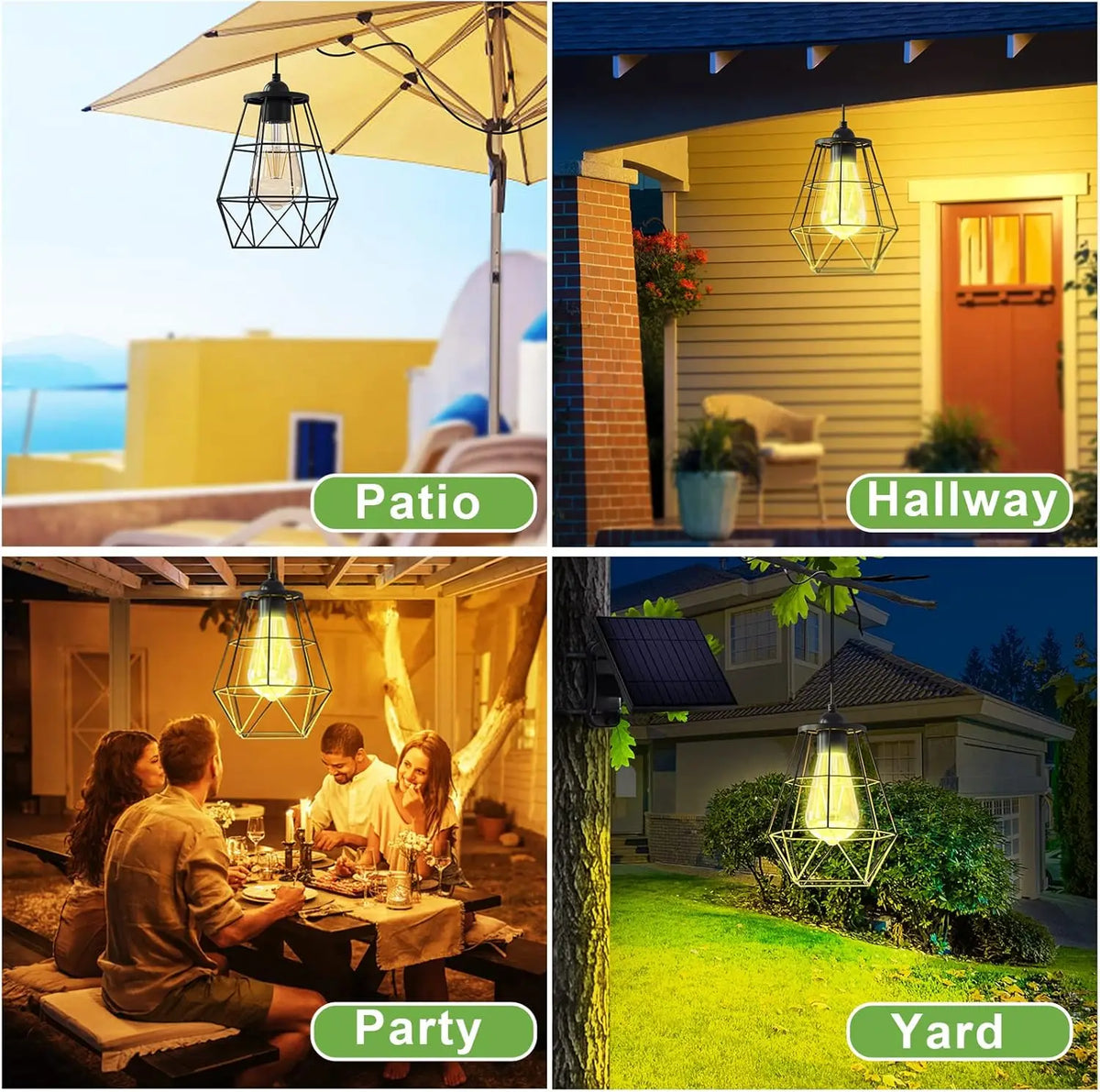 Intelamp Solar Pendant Light Waterproof Outdoor Garden Lamp 4000mAh