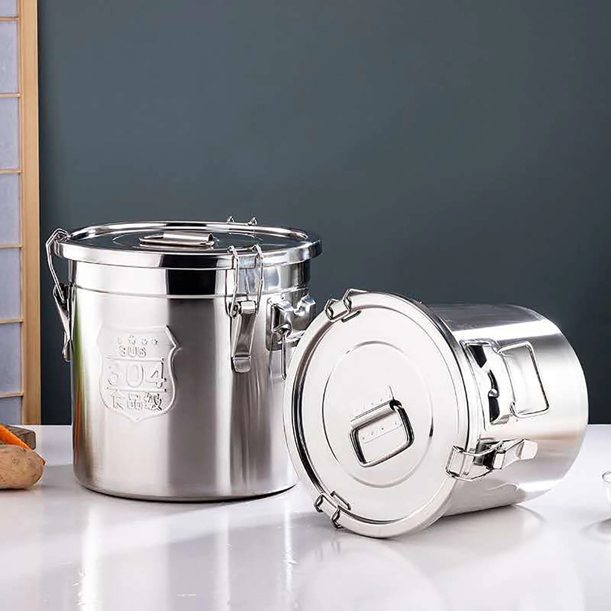 Stainless Steel Airtight Rice Storage Canister With Locking Clamp