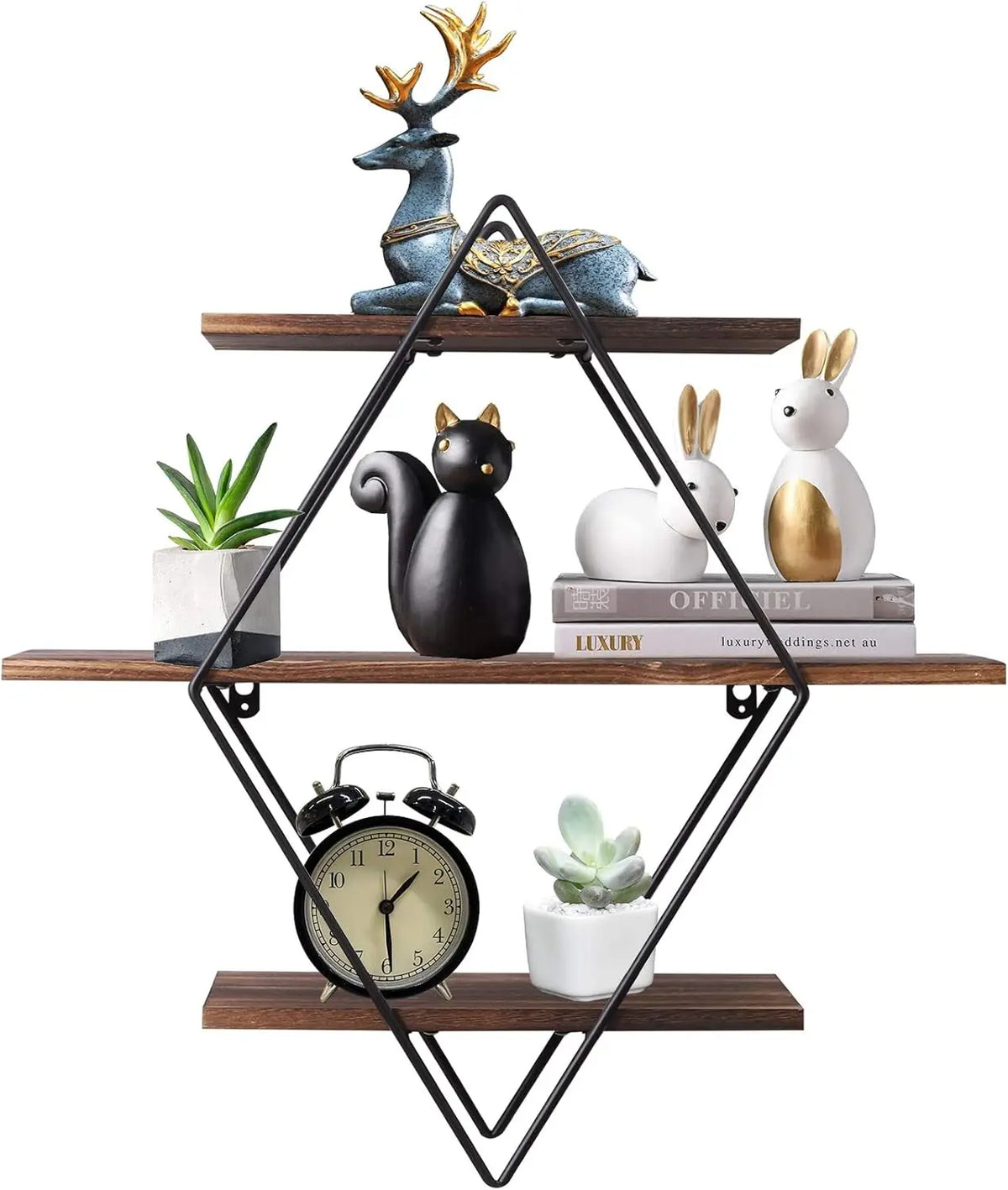 Rustic Wall Mounted Wooden Floating Display Shelf