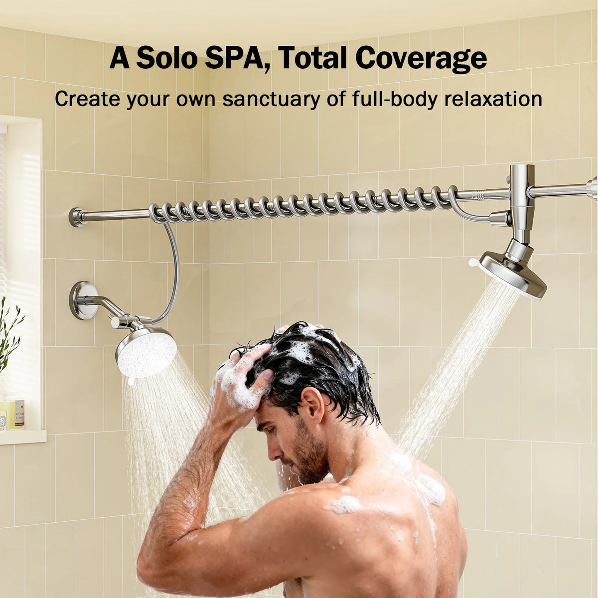 Dual Wall Mounted Stainless Steel Shower Head With Adjustable Slider