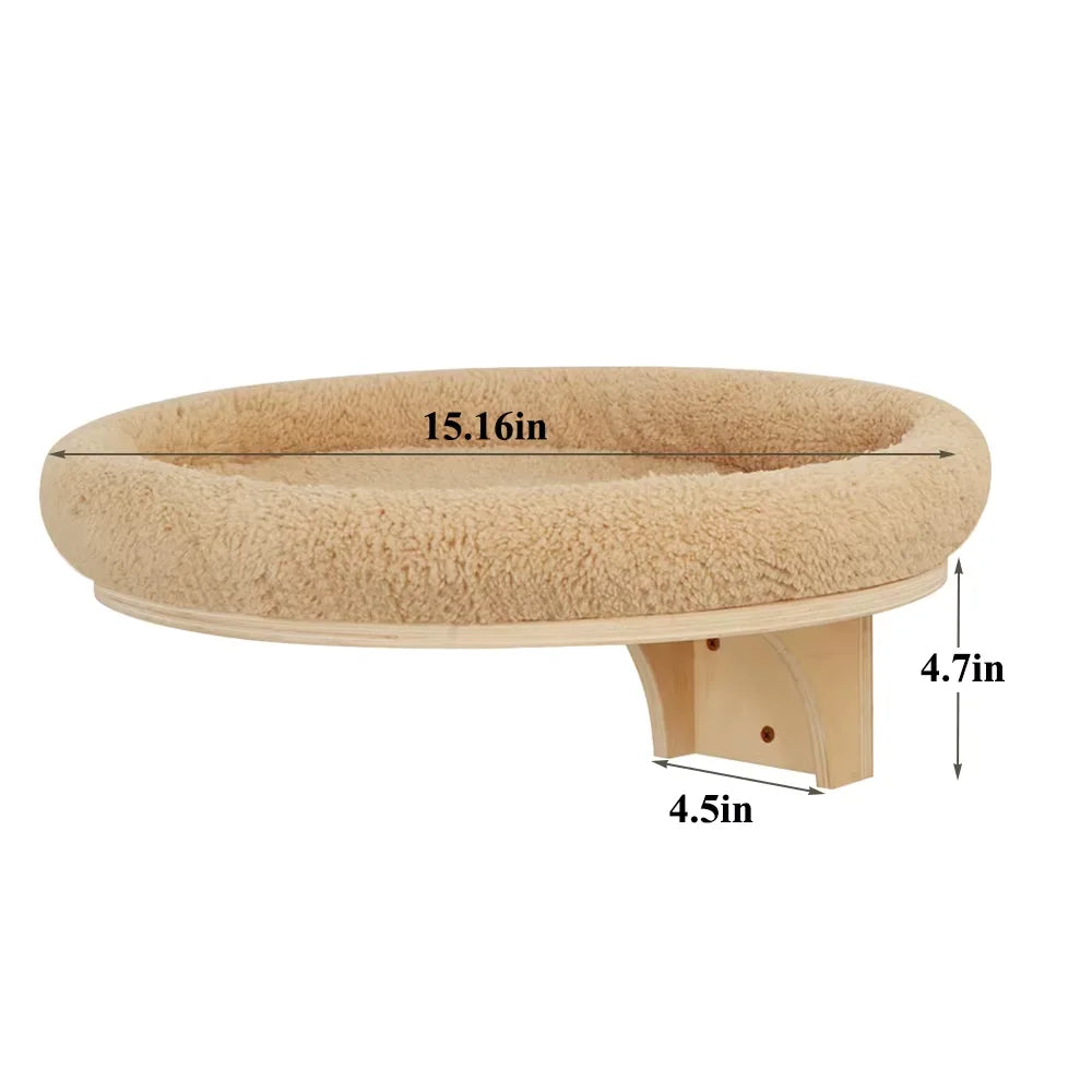 Wall Mounted Wooden Cat Ladder With Hammock And Scratching Post