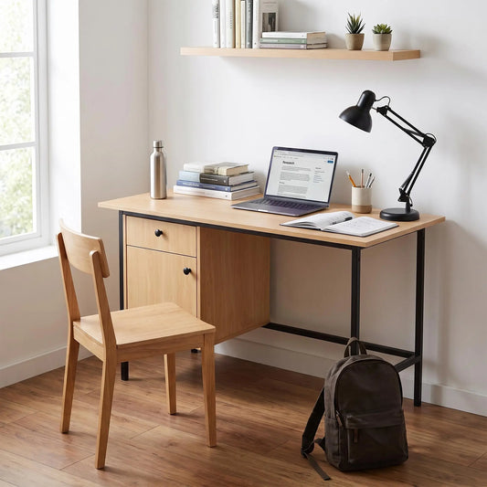 HiMISS Modern Computer Desk With Cabinet And Drawer Storage