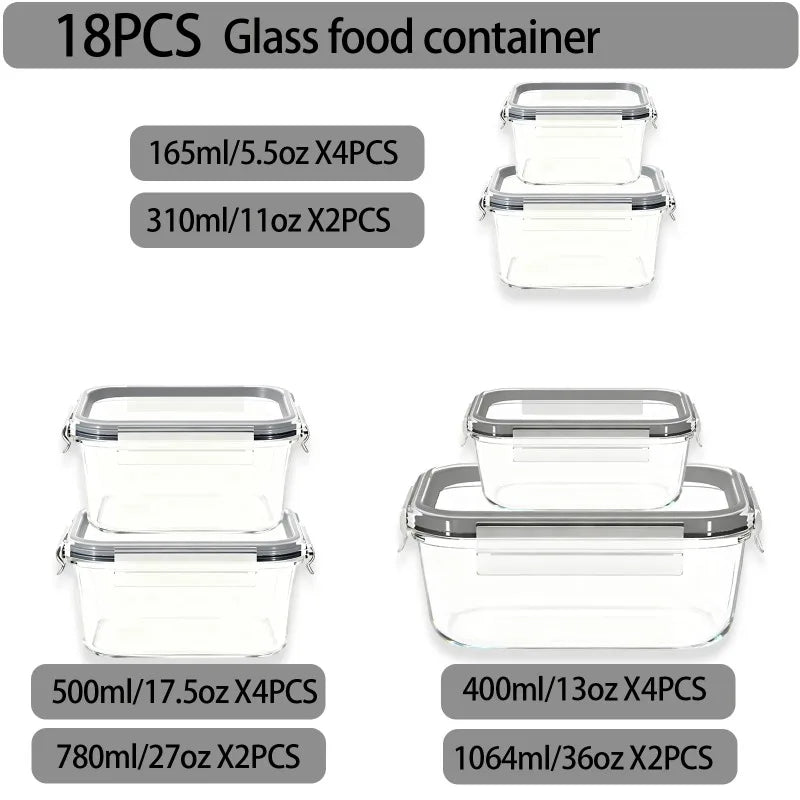 Airtight Borosilicate Glass Food Storage Containers For Meal Prep