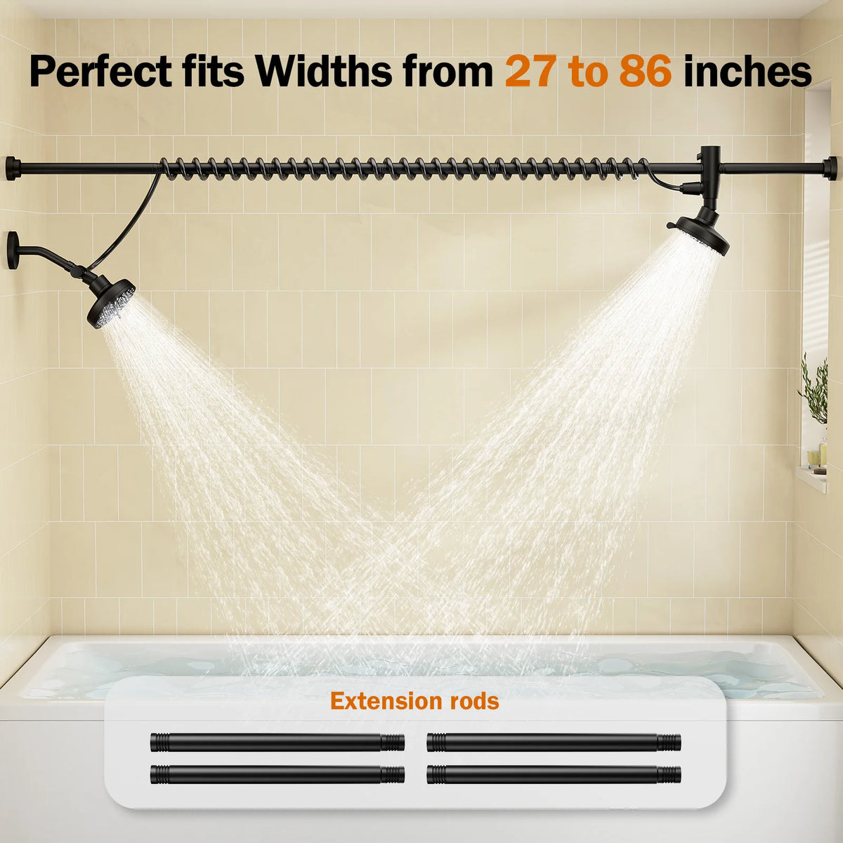 Dual Wall Mounted Stainless Steel Shower Head With Adjustable Slider
