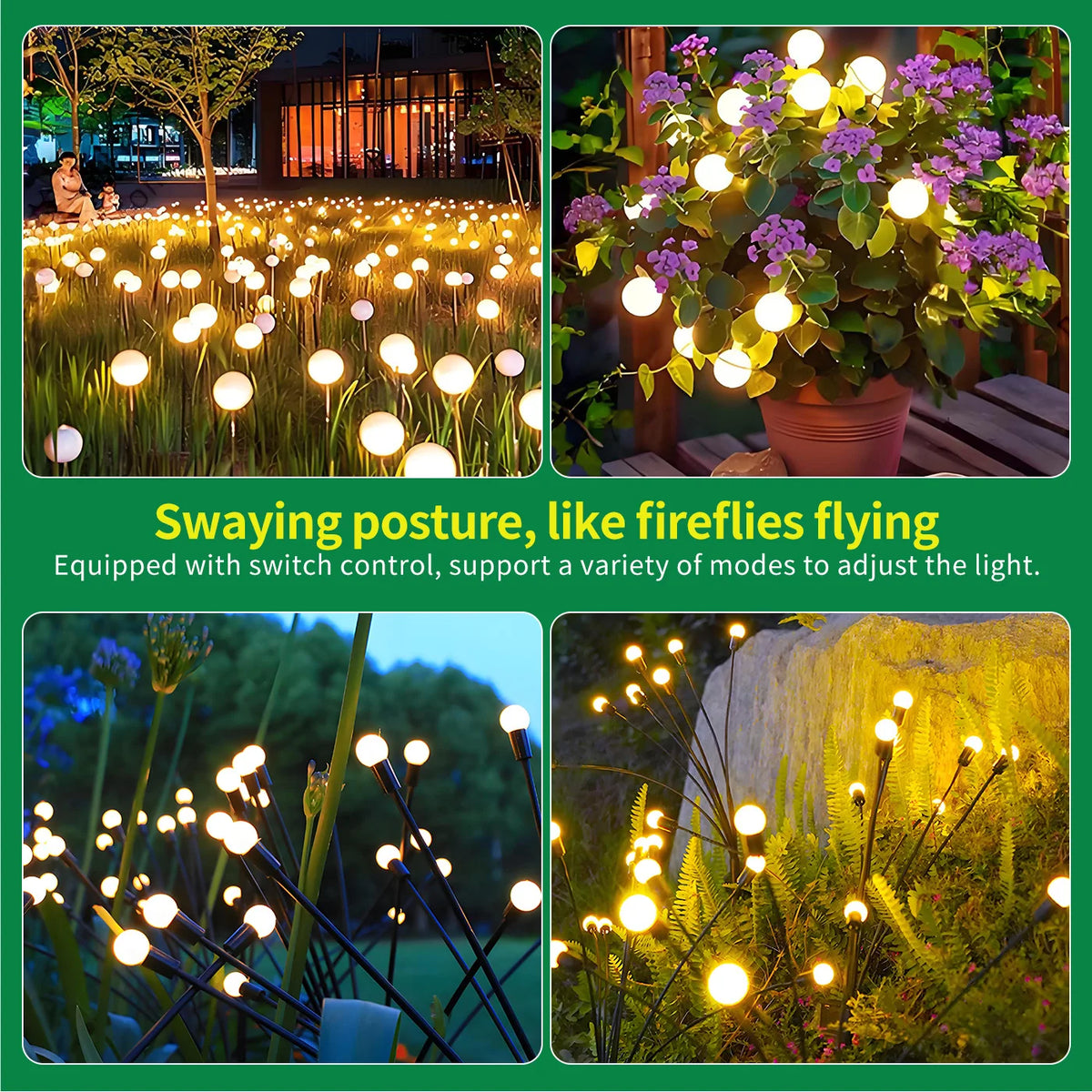 8-Head Solar Firefly Lights Outdoor Garden Decor Yard Pathway