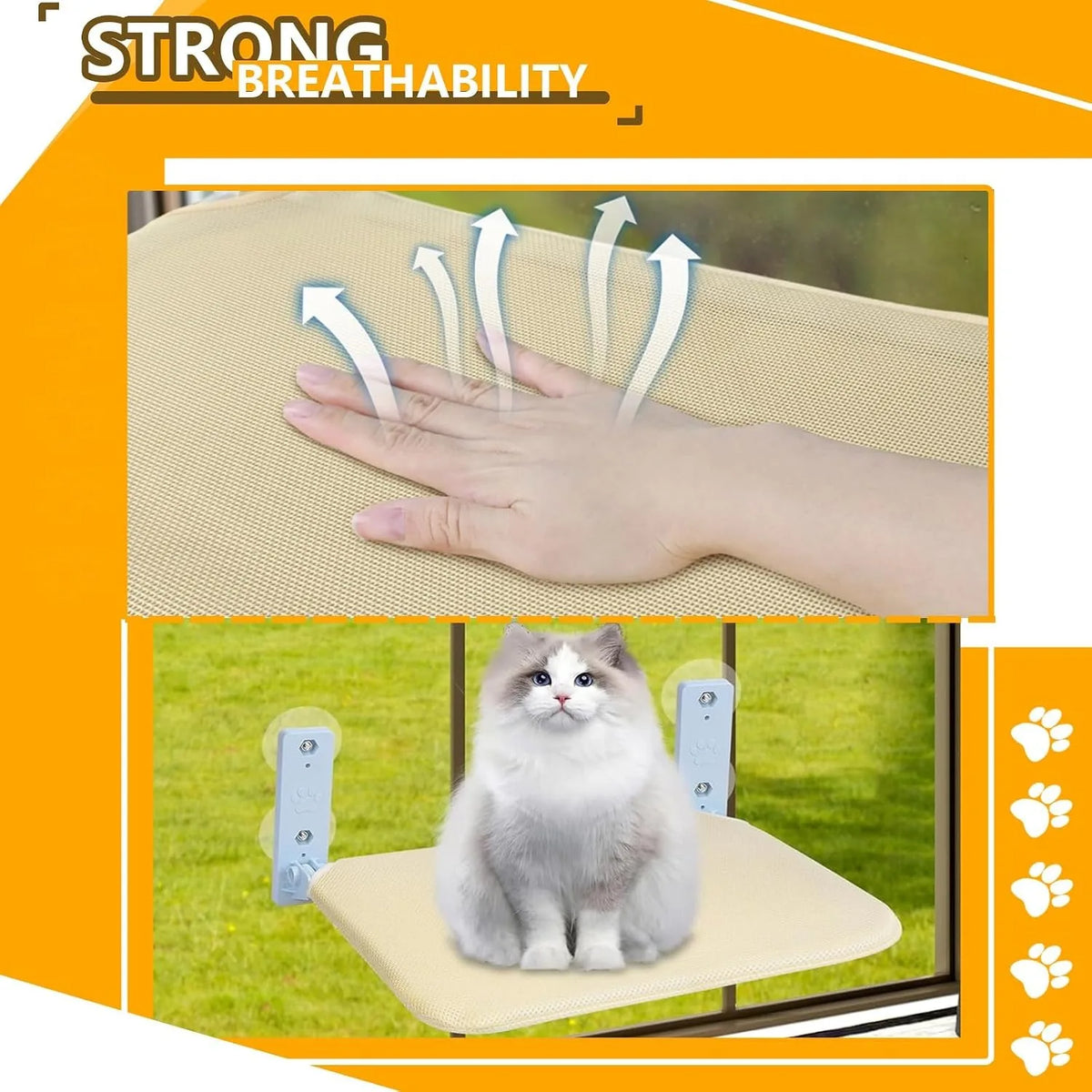 Foldable Window Cat Hammock Bed With Four Strong Suction Cups