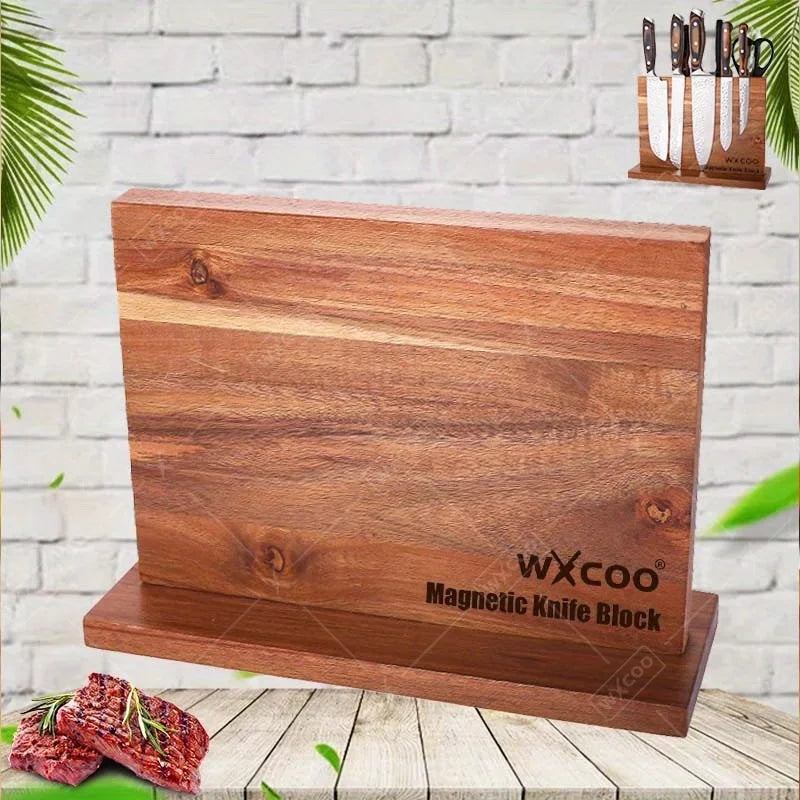 Wxcoo Double Sided Wooden Magnetic Knife Holder Rack