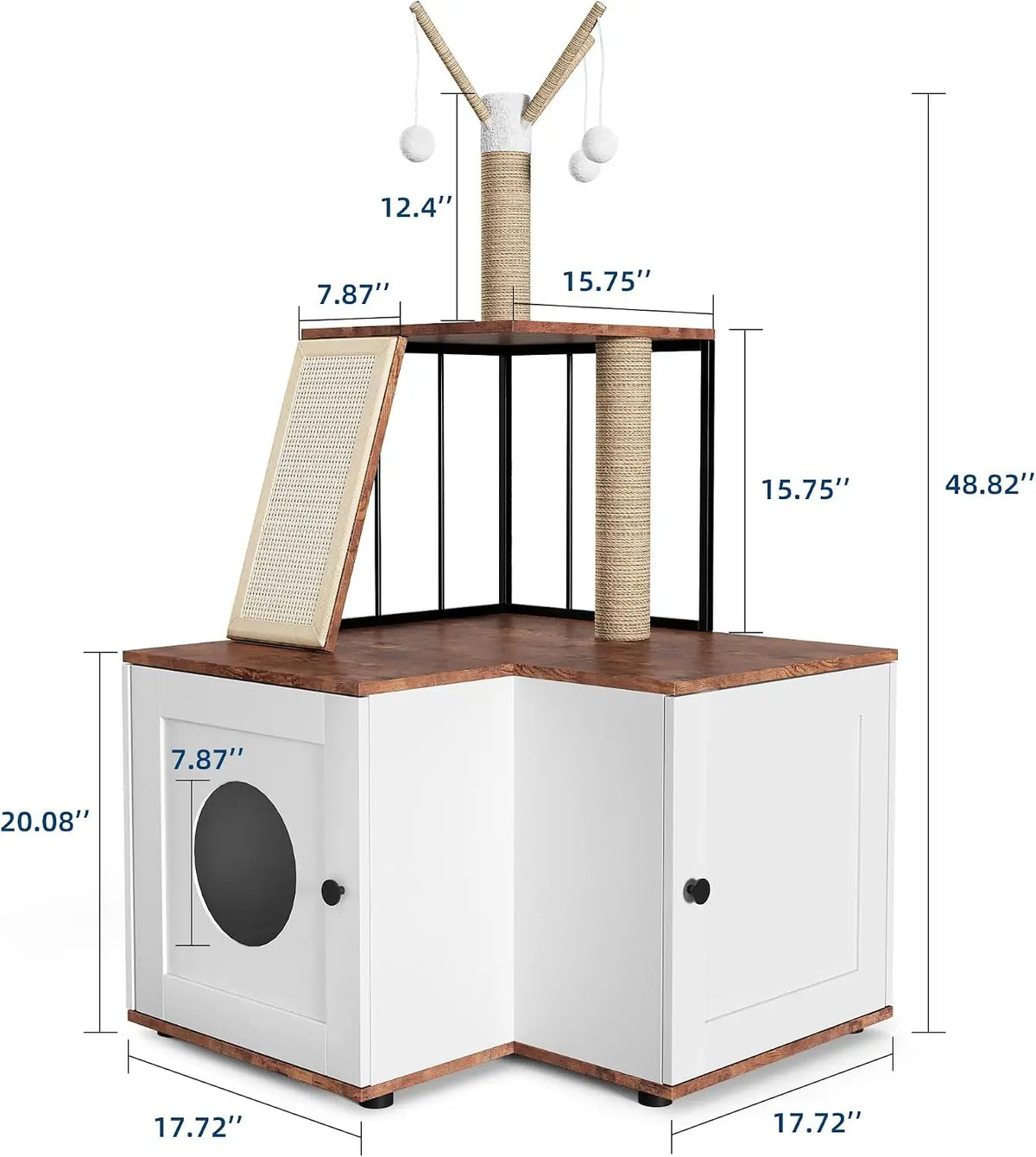 Garvee Wood L Shaped Corner Cat Activity Tree With Cabinet